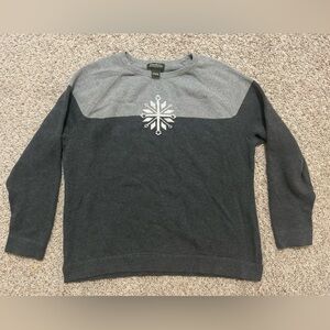 Eddie Bauer Two-Tone Charcoal & Light Gray Snowflake Sweater Women's Size XL